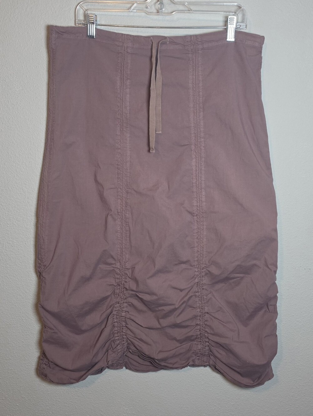 Cut Loose Mauve Pink Midi Skirt L Lagenlook Ruched Drawstring Boho Gorpcore